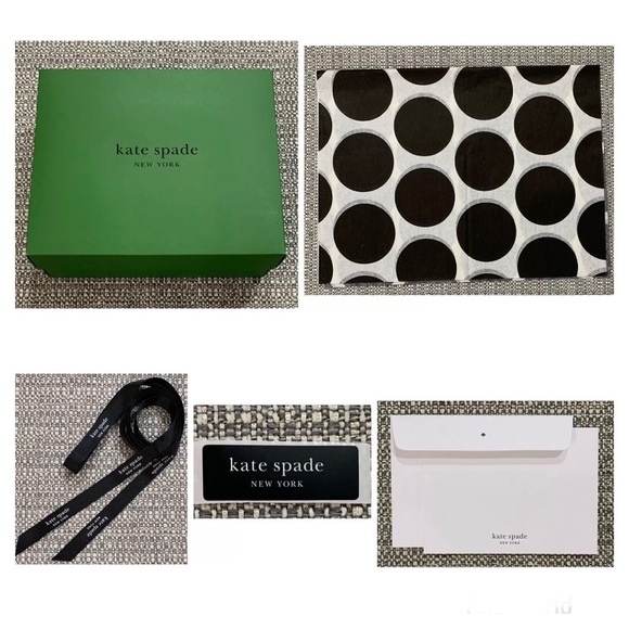 New Kate Spade 1 Medium Gift Box/1 Sticker/2 Tissues/1 Ribbon/1 Card/1 Envelope - Picture 1 of 7